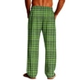 thumbnail image 6 of Fewfanhot Men's Plaid Print Pajama Pants Loose Straight Vintage & Elastic Waist Casual Leisure Sleepwear Pants with Pockets, 6 of 9