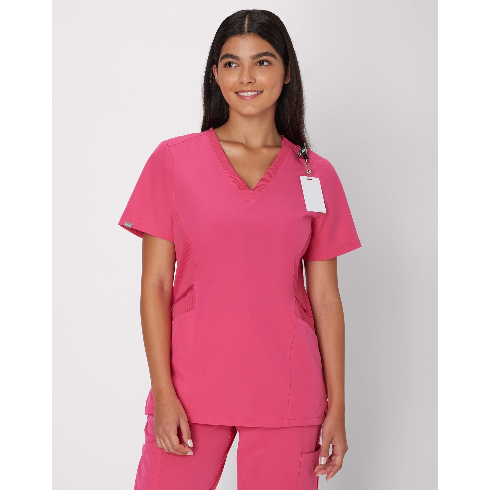 Hanes Comfort Fit Scrubs Women's Scrub Top Fuchsia Pink 3XL