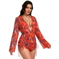 thumbnail image 4 of Cadmus Women's 3 Piece Swimsuits Tropical Print Bikini Set with Cover Up,010, X-Large, 4 of 7
