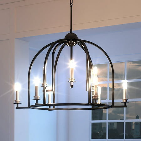 

Luxury Colonial Indoor Chandelier 20.875 H x 30 W with Modern Farmhouse Style Elements Contemporary Design Midnight Black Finish UHP3064