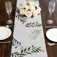 thumbnail image 4 of Efavormart White Green Non-Woven Olive Leaf Print Table Runner, Spring Summer Kitchen Dining Table Decoration - 11"x108", 4 of 5