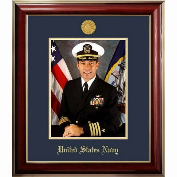 Campus Images 8 x 10 in. Patriot Frames Navy Portrait Classic Mahogany Frame with Gold Medallion