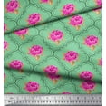 thumbnail image 3 of Soimoi Tissu Viscose Georgette Design Quatrefoil, Imprimé Feuilles & Roses Tissu au Mètre 42 Pouces de Large, 3 of 3