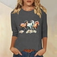 thumbnail image 2 of Jsaierl Tops for Women 3/4 Sleeve Plus Size Crew Neck Shirts Trendy Graphic Petite Blouses Flowy Elegant Tunic Top S-2XL, 2 of 5