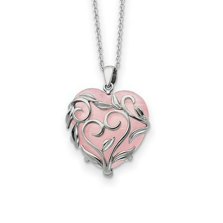 - Sterling Silver & Rose Quartz Generous Heart 18in Necklace