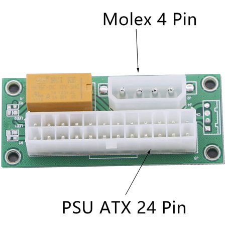 Multiple Power Supply Adapter, Dual PSU ATX 24 Pin to Molex 4 Pin ...