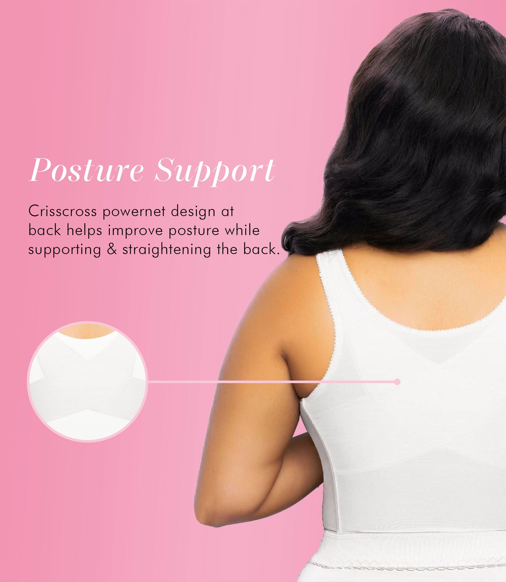 Exquisite Form 5107565 Fully® Slimming Wireless Back & Posture Support Longline Bra with Front Closure & Lace