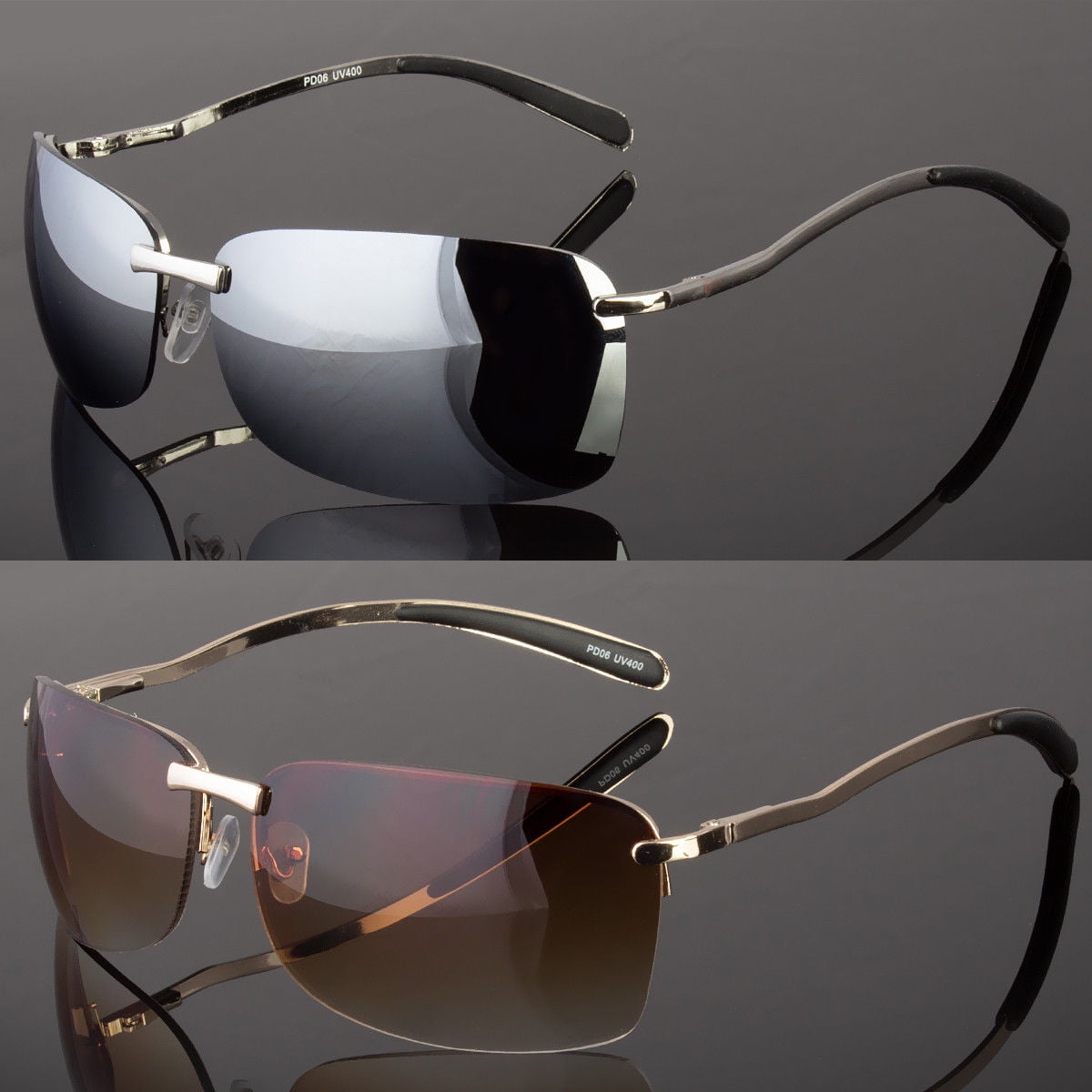 RAY-BAN Mens Designer Sunglasses Brown Rectangle Rimless RB 3192 014/1 –  SunglassBlog