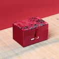 thumbnail image 3 of Qarigey Joyero de brocado Caja de almacenamiento Collar Cajas de embalaje Artesanía china Presente Colector Favores de boda Ropa, zapatos y accesorios Miscelánea Rojo oscuro 9*6*5.5 cm Qarigey AP017908-02, 3 of 6
