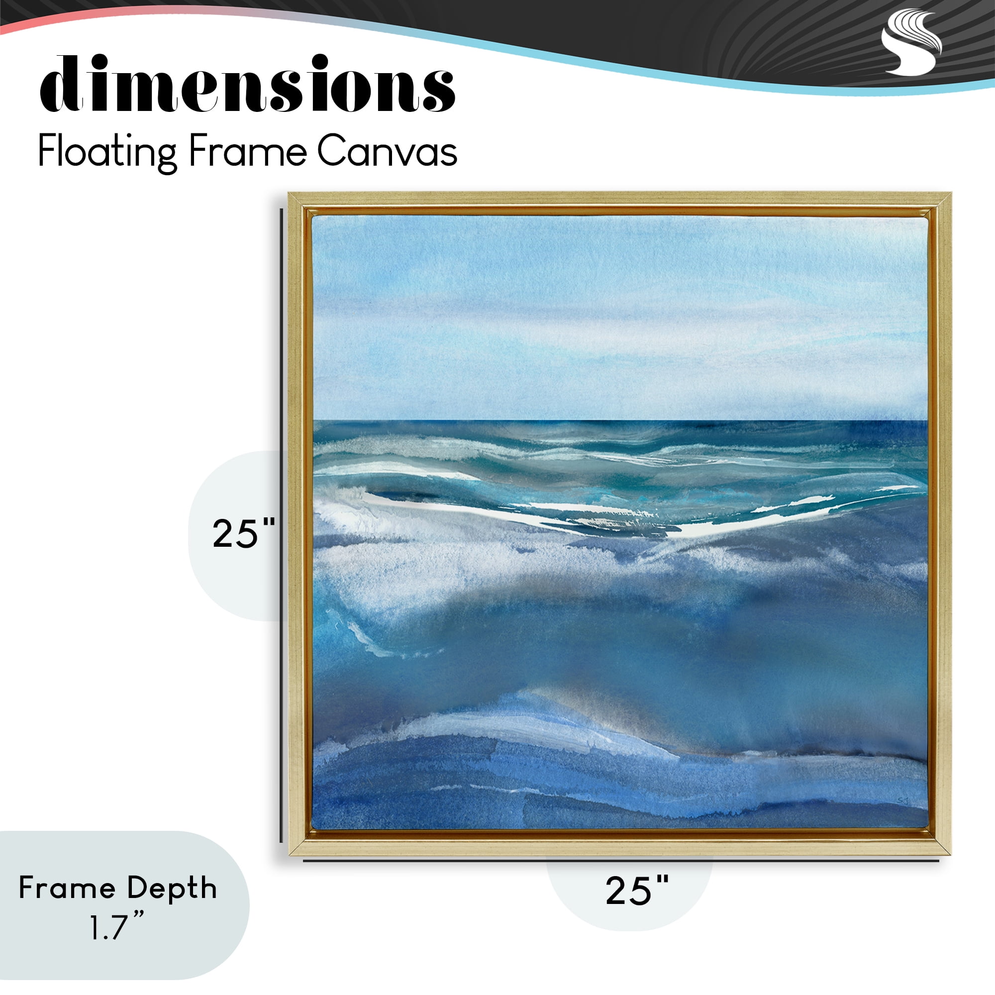 Stupell Industries Calm Seas under Soft Sky Gold Framed Floater Canvas Wall Art, design by Susan Jill