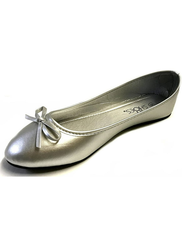 Silver Flat Shoes 