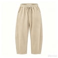 thumbnail image 3 of Linen Capri Pants Women Linen Barrel Pants Flowy Trousers With Drawstring With Pockets High Waisted Pull On Pants Loose Fit Pants Crop Pants Work Trousers Breathable Linen Pant Summer Capris, 3 of 6