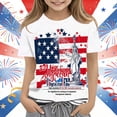 thumbnail image 3 of Ugoldhm Girls' Casual Patriotic American Flag Print Tee Crew Neck Regular Shoulder Soft T-Shirt for Ages 3-14, 4th of July Wear, 3 of 5