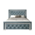 thumbnail image 3 of Home Design Toccoa Full Upholstered Panel Bed Frame with Diamond Button-Tufted Headboard and Silver Metal Accents, Blue, Easy Assembly, 3 of 11