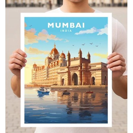 POSTER Mumbai India Travel Wall Art Poster Print-12x18-UNFRAMED