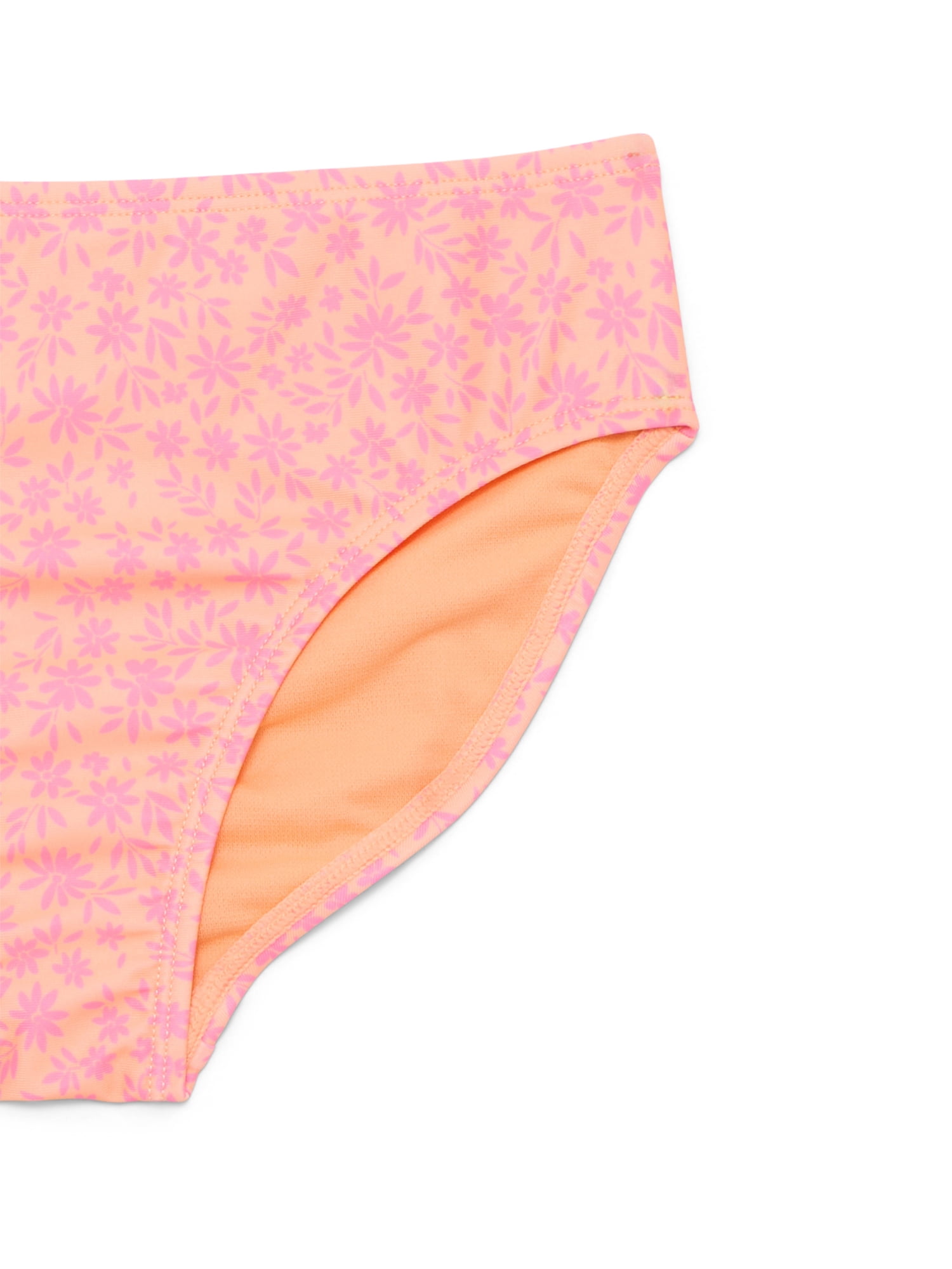 Wonder Nation Little and Big Girls Ruffle Sunshine Bikini Swimsuit with UPF50, 2-Piece, Sizes 4-16