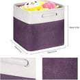 thumbnail image 2 of Fabric Cube Storage Bo es Foldable Storage Bins 13-Inch Dark Purple and Silver Khaki Patchwork Storage Baskets Cube Storage Bins with Handle Cubes Inserts Storage for Home and Office, 2 of 7