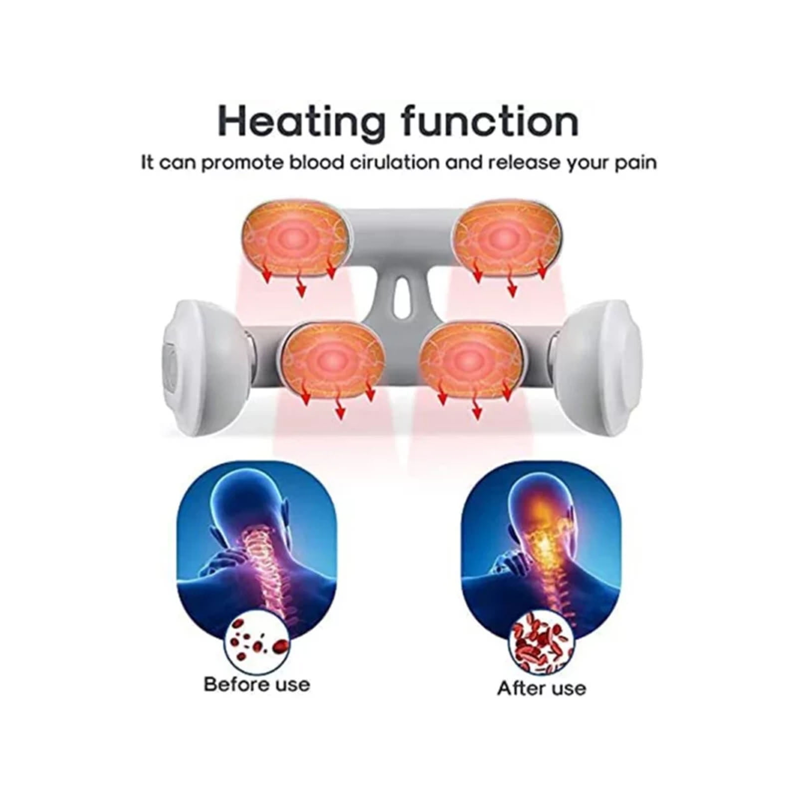 4 Head Neck Massager,2026 Upgraded 4-Head Magic Massager with Ergonomic Design 6 Vibration Modes & 15 Intensity Levels for Home Relaxation & Personal Comfort,Heat And Pulses Therapys for Women Men
