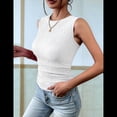 thumbnail image 3 of Top Informal de Verano de Punto Acanalado con Cuello Redondo, Corte Entallado, Básico, Texturizado, Sin Mangas, , Talla XL, 3 of 5