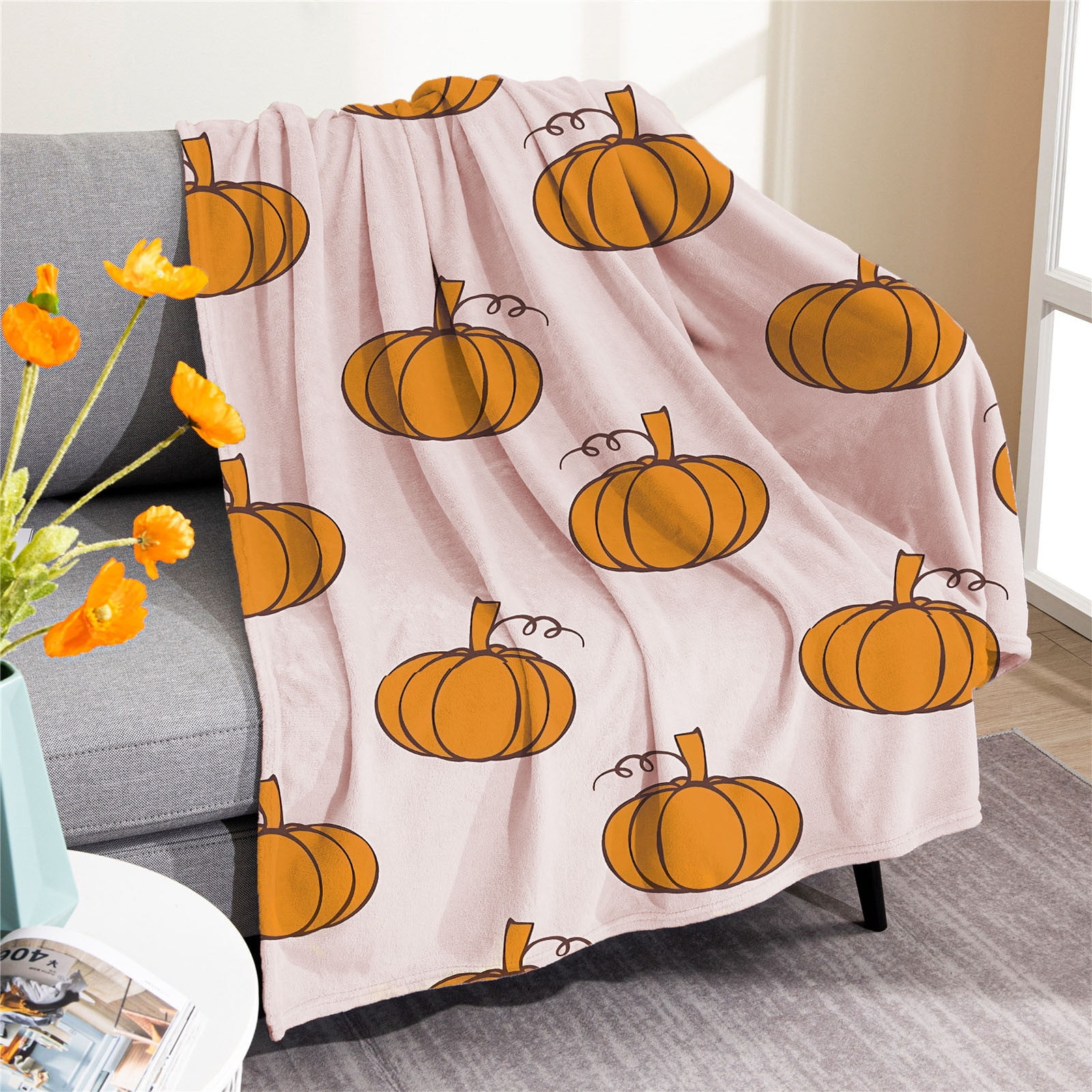Clearance Under 5 SSZMDLB Home And Kitchen Halloween Pumpkin Blanket Pumpkin Maple Leaf Print Flannel Blanket Sofa Blanket Size Is 29X40 Inch Walmart