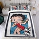thumbnail image 4 of Betty Boop (2) Conjunto de sábanas temático, trío de piezas, cómodo y amigable con la piel, diseño único, regalo de decoración para el hogar para familiares, amigos y fans,135X200cm, 4 of 6