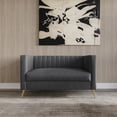 thumbnail image 5 of Home Design Weiss 3-Piece Velvet Square Arm Living Room Set with Sofa, Loveseat, and Armchair, Channel-Tufted Back, Gold Legs, Dark Gray, 5 of 11