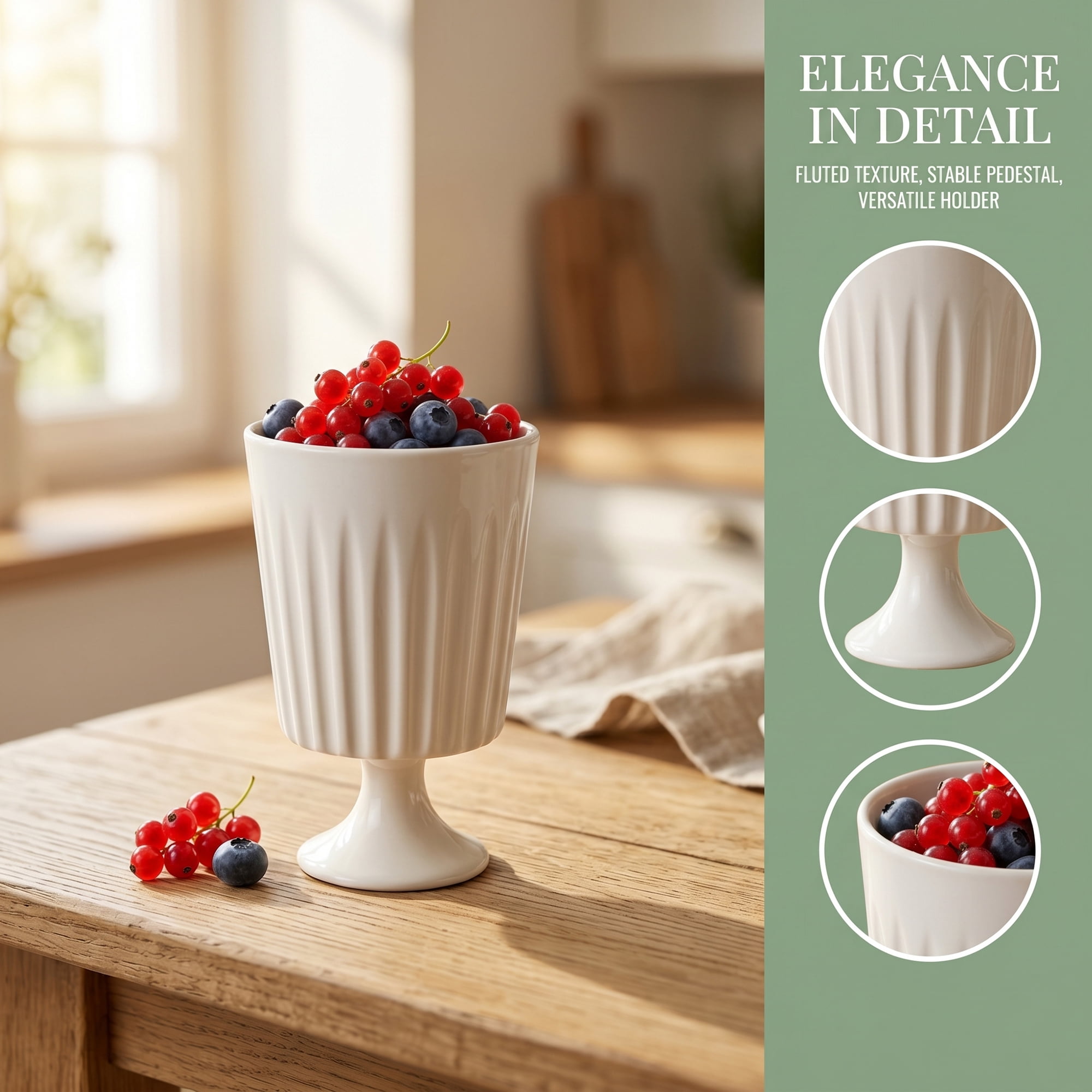 Unique Bargains Ceramic Pedestal Vintage Goblet Jewelry Dish White 3.1"L x 3.1"W x 5"H