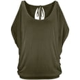 thumbnail image 2 of Camiseta con hombros descubiertos para mujer, blusa informal de algodón de manga corta, verde, 3XL Sweethay AP001290-18, 2 of 7