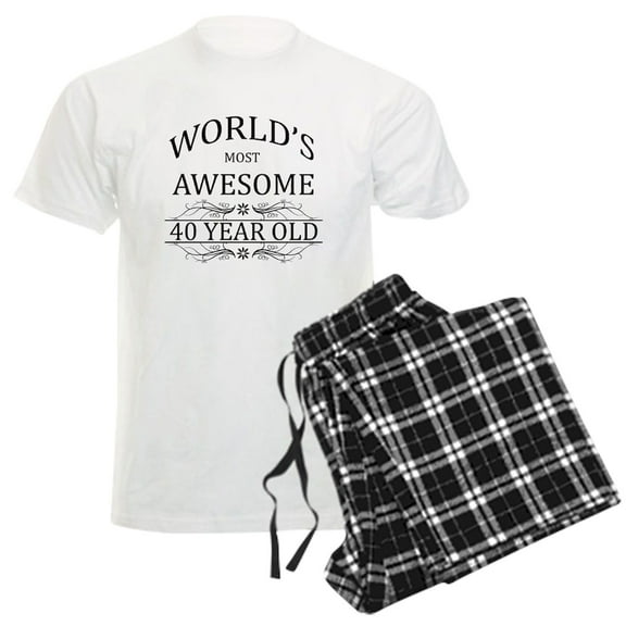 CafePress - World's Most Awesome 40 Year Old Men's Light Pajam - Men's Light Loose Fit Cotton Pajama Set