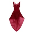 thumbnail image 3 of Xnihocha Kids Girls Sleeveless Lyrical Dance Dress Gymnastics Ballet Dance Leotard with High-Low Mesh Skirt Burgundy 10, 3 of 7