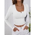 thumbnail image 6 of ANRABESS Women's Long Sleeve Shirts Fall Henley Top Soft Ribbed Knit Button Up Slim Fitted T-Shirts Layering Basic Tee Trendy Casual Going Out Fall Outfits Fashion Clothing White Medium, 6 of 9