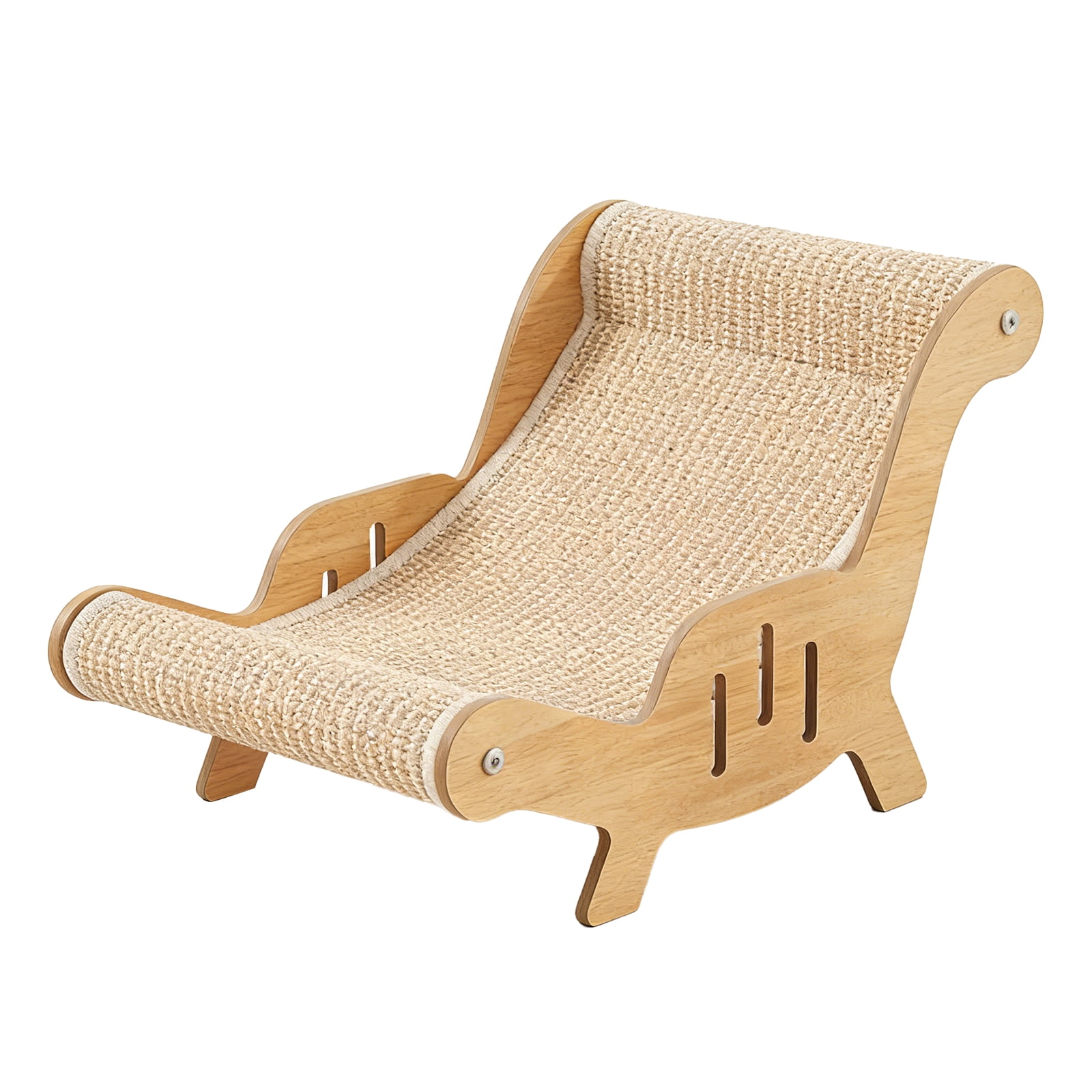 Cat Scratcher Bed, Wooden Sisal Recliner Scraper Board Chair for Indoor Cats
