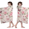 thumbnail image 4 of Pink Butterfly Floral Bow White Pattern Hooded Bath Towel，50"x30" for Ages 3 To 12 Kids, Quick Dry Lightweight Soft Microfiber Hood Beach Towel Cover Up for Kids, 4 of 7