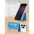thumbnail image 6 of Allytechgroup Magnetic Card Holder Wallet Compatible with iPhone 16/15/14/13/12 Series, RFID Blocking PU Leather MagSafe Wallet with Kickstand & Zipper Pocket, Holds 6 Cards & Cash, Lightblue, 6 of 12