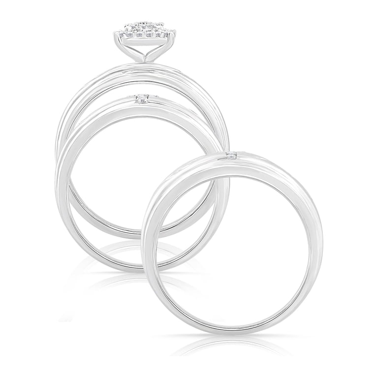 Forever Bride 1/6 Ct.T.W. Diamond Engagement Ring Trio Set