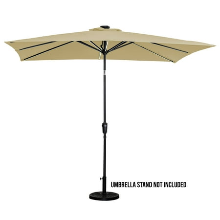 Sun Ray - 9'x7' Rectangular Next Gen Solar Lighted Umbrella - Teal
