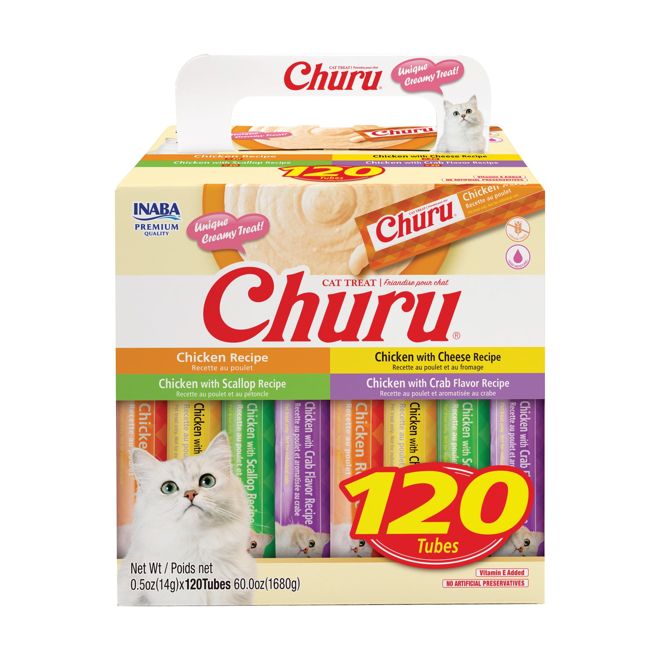 INABA Churu Cat Treats, Lickable, Squeezable Creamy Purée with