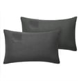 thumbnail image 4 of ZOPZO Boho Linen Throw Pillow Covers 2-Pack, Dark Gray, 12x20 Inch, Decorative Cushion Cases with Leather Tag, Pillowcase for Sofa Couch Bed, 4 of 8