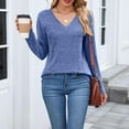 thumbnail image 6 of Women's Tops Plus Size 2X Solid Color Blouses Long Sleeved V-Neck Pullover Casual Fashion Top, 6 of 8