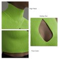 thumbnail image 4 of Camiseta sin mangas con cuello alto para mujer, Top corto sin mangas con estampado liso calado en el pecho para primavera, verano, otoño, verde hierba S, 4 of 5