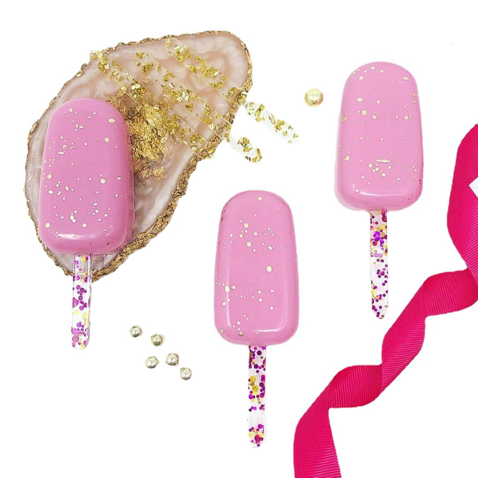 HannLk 50 pcs Reusable Multicolor Glitter Ice Cream Sticks Adorable Gifts Durable Use