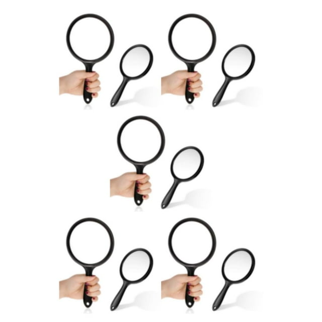 VONKY 2pcs Clear Magnifying Mirror With Handle Portable And Practical Impeccable And Sweet Gift Choice black 5Set