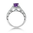 thumbnail image 3 of Gem Stone King 925 Sterling Silver Purple Amethyst and White Created Sapphire Women Engagement Ring (1.55 Ct Cushion 6MM, Gemstone Birthstone, Available in Size 5, 6, 7, 8, 9), 3 of 5