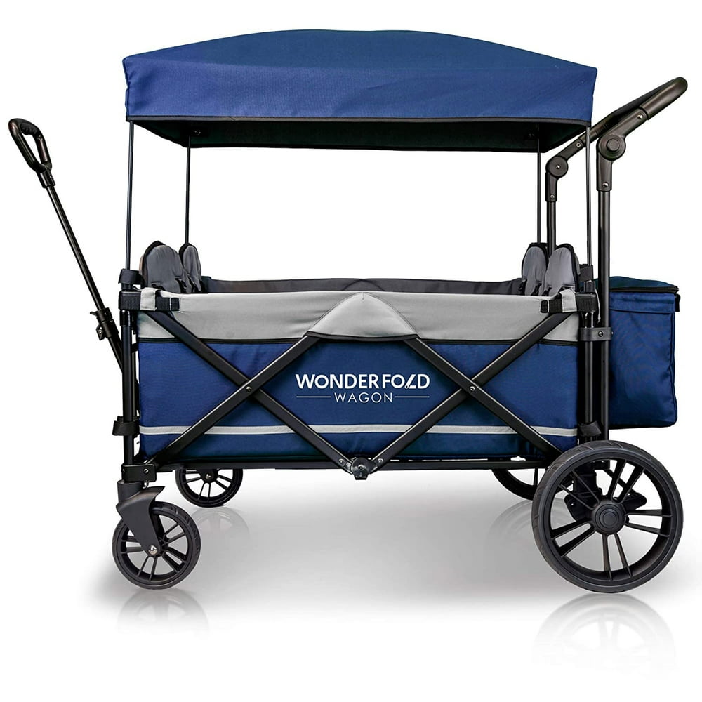 WONDERFOLD 4 Passenger Pull and Push Quad Stroller Wagon, with Canopy
