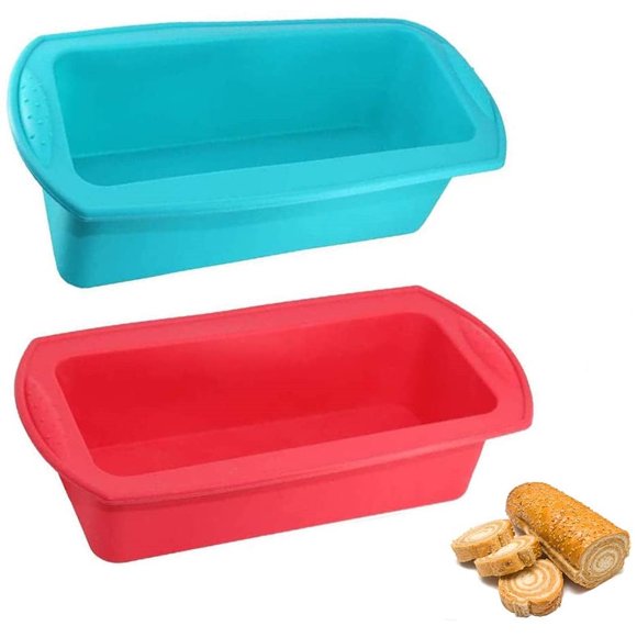Moule à Pain, Moule à Pain en Silicone Moules à Pain pour Cuisson Moules de Cuisson Antiadhésifs Moule pour Gâteaux, Pains, Pain de Viande, Tarte, Crêpes, Pizza (2 Pcs Moule en Silicone)