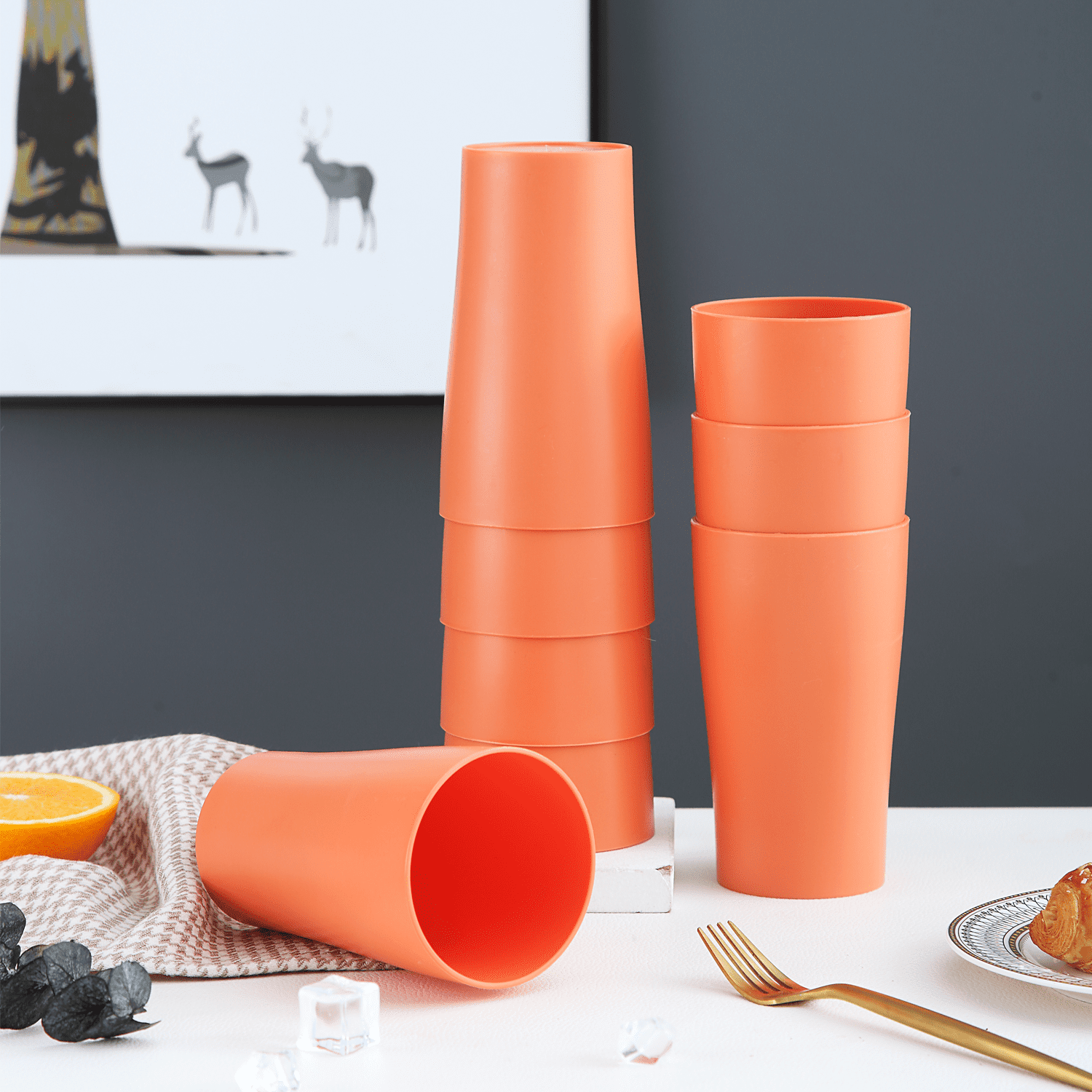 8PCS Plastic Cups Reusable Unbreakable Water Drinking Cup,Toiletry