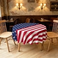 thumbnail image 4 of EGNMCR Nappe Ronde du 4 Juillet Polyester Patriotique Étoile Housse de Table Imperméable Résistante aux Taches pour Fête de la Fête de l'Indépendance BBQ Pique-Nique Maison Cuisine Salle à Manger Déco Nappe Polyester, 4 of 5