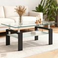 thumbnail image 1 of Taoruifang 39 Inch Tempered Glass Coffee Table 220 LBS Capacity Black, 1 of 19