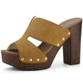 thumbnail image 1 of BLISSFUL STEP Women's Faux Suede Platform High Block Heel Slides Sandals, 1 of 6