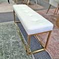thumbnail image 2 of Heavenly Collection White PU Bench, PU Bench with Gold Stainless Steel, Stainless Steel Bench, Polished Bench, PU Bench, Gold Bench, Entryway Bench, 2 of 7
